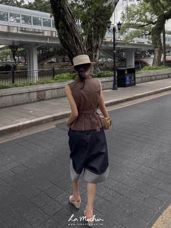 紅車線牛仔六分反摺寬褲(闆娘清單)